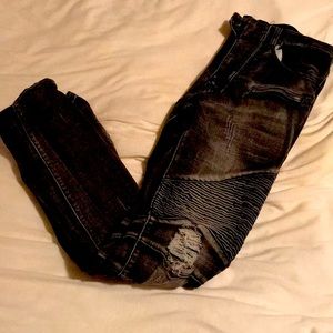 black ripped and designed jeans
